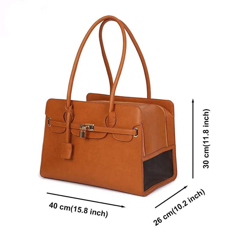 Luxury PU Leather Pet Carrier