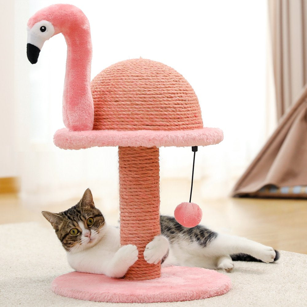 Cat Scratching Post Flamingo Sisal Claw Scratcher Post for Small Cat, Pink