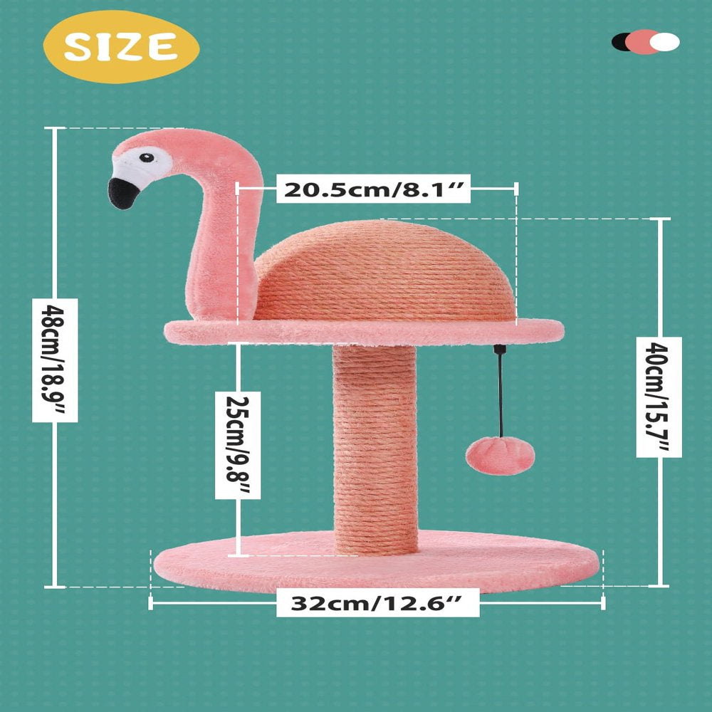 Cat Scratching Post Flamingo Sisal Claw Scratcher Post for Small Cat, Pink