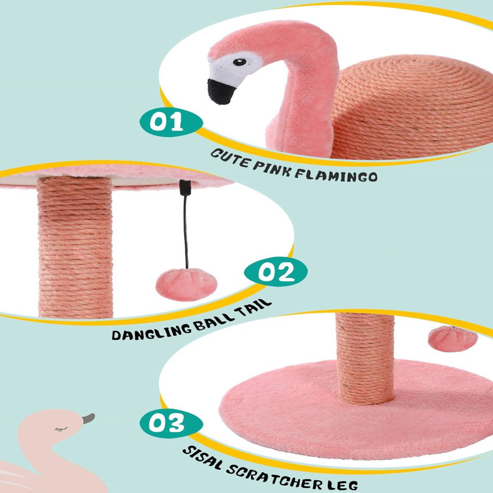 Cat Scratching Post Flamingo Sisal Claw Scratcher Post for Small Cat, Pink